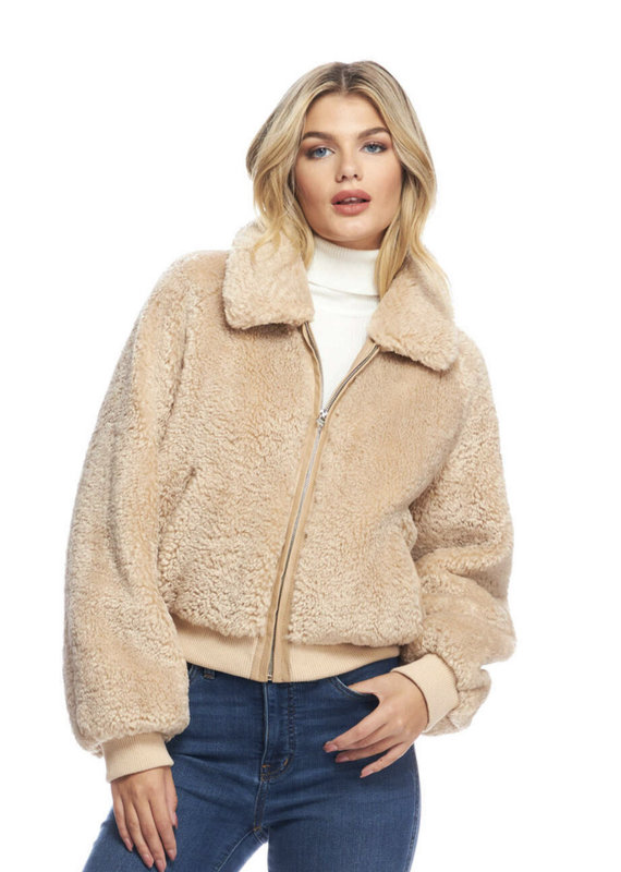 Donna Salyers FF Sloane Sherpa Bomber Cream