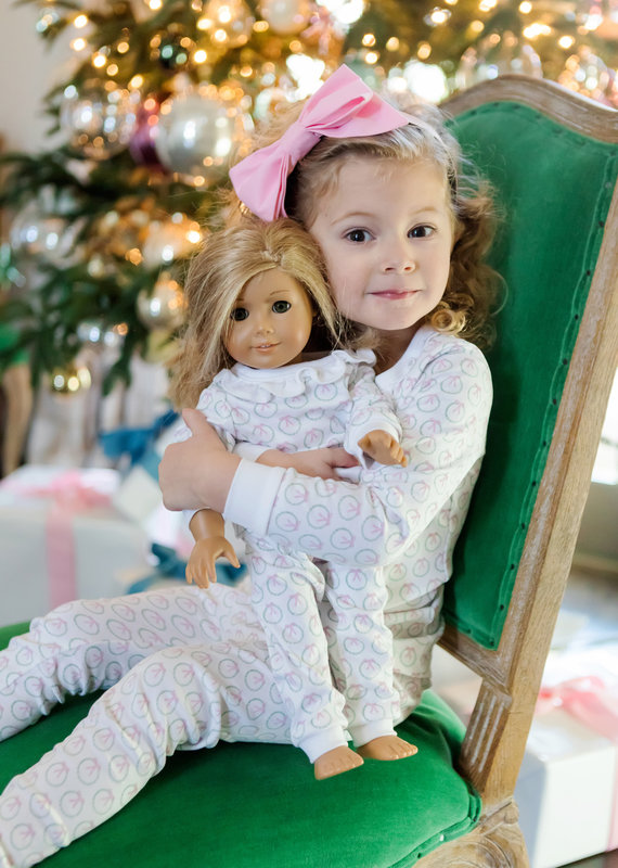 Lila and Hayes Doll Size Ava Pajama Set - Holiday Wreath