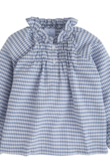 Little English Little English Cecilia Blouse- Gray Blue Gingham