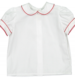 Sal & Pimenta Holly Jolly Tartan Shirt Wht w/Red Trim Collar