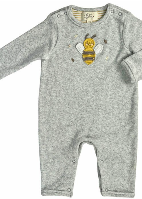 Albetta Albetta Crochet Bee Gray Marl Towelling Babygro