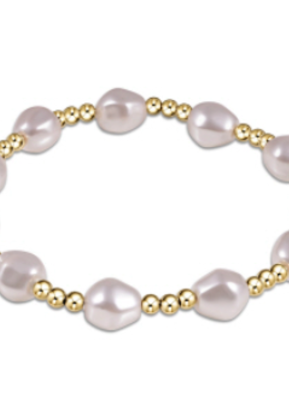 E Newton Admire Gold 3mm Bead Bracelet - Pearl