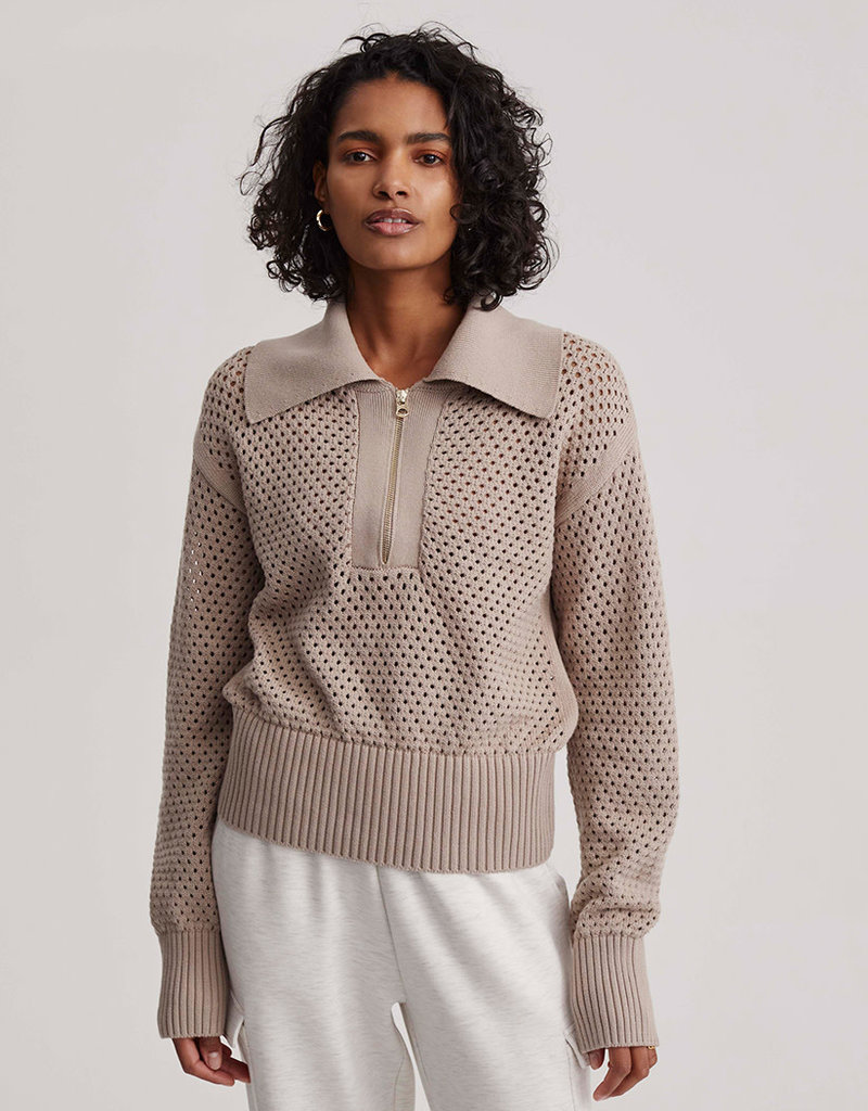Varley Varley Lily Knit Polo Taupe Clay