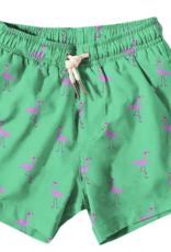 Bermies Green Flamingo Swim Trunks