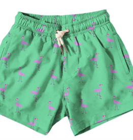 Green Flamingo Swim Trunks