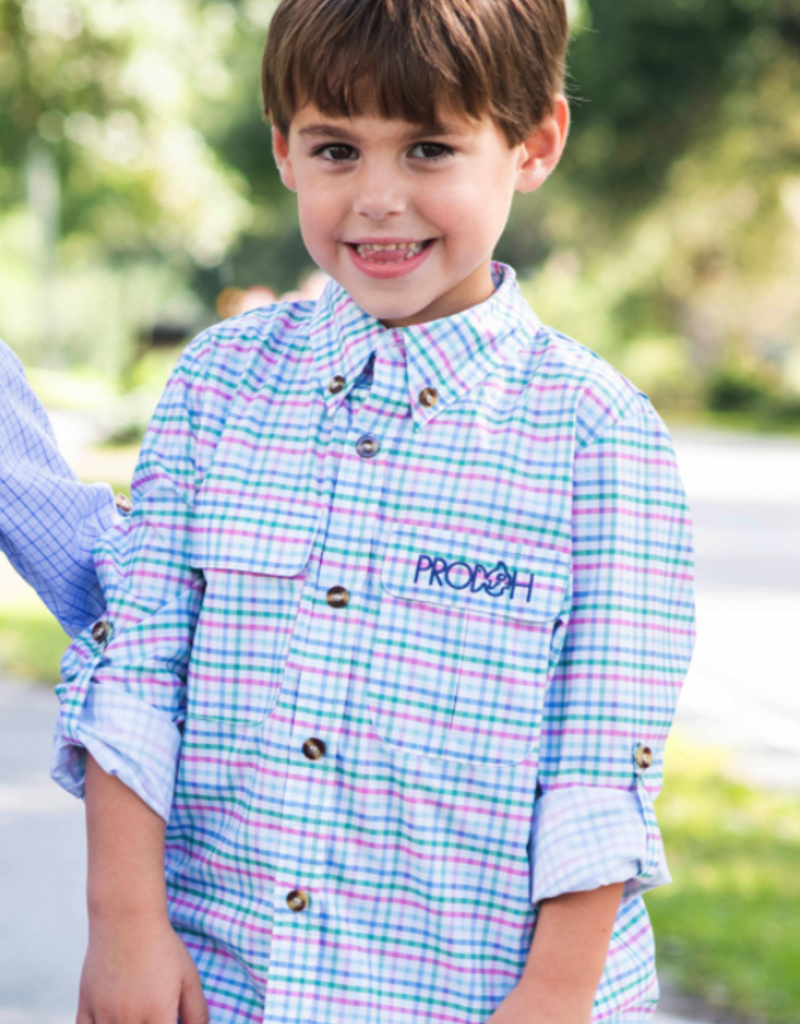 Prodoh Prodoh Boy's Founder's Fishing Shirt-All Aboard Strawberry Multi