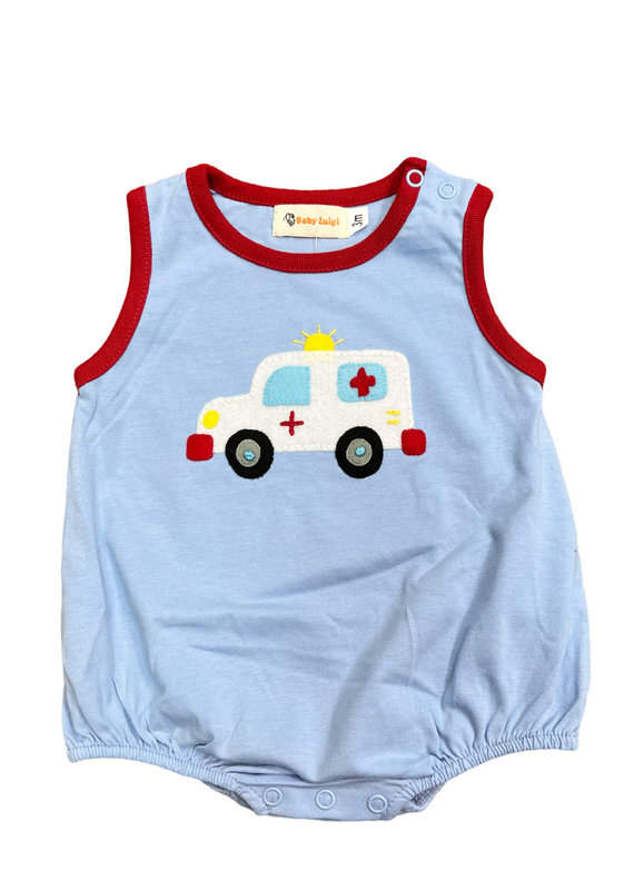 Baby Luigi Sleeveless Bubble Ambulance in Sky Blue With Red