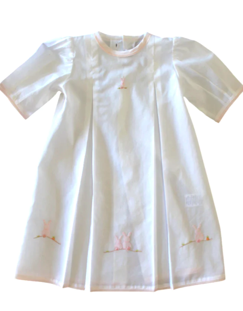 Lenora Layette Baby Bunny Cotton Daygown White and Pink