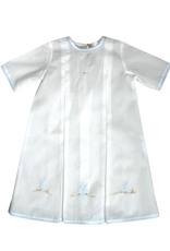 Lenora Layette Baby Bunny Cotton Daygown White and Blue