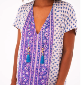 Bell by Alicia Bell Tunic Kaftan Dress Blue Purple Motif-