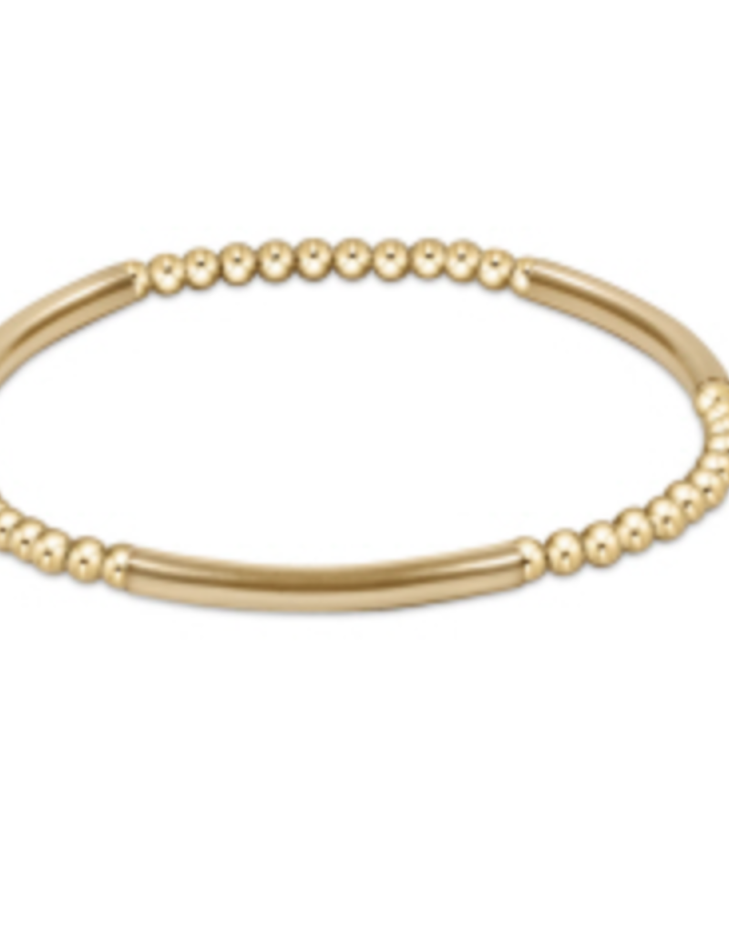 E Newton EN Bliss Bar PATTERN Smooth 3mm Bead Bracelet Gold