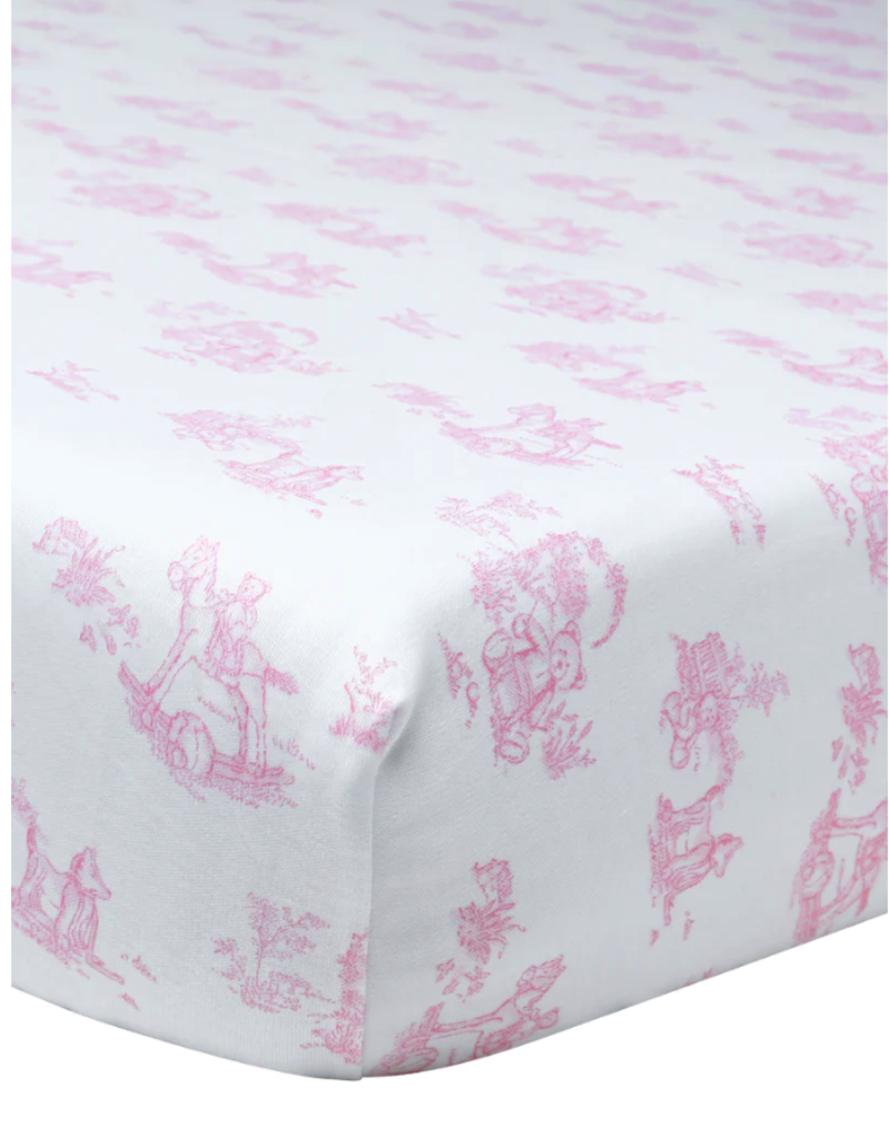 Nellapima Nellapima Pink Toile Baby Crib Sheets- Pink