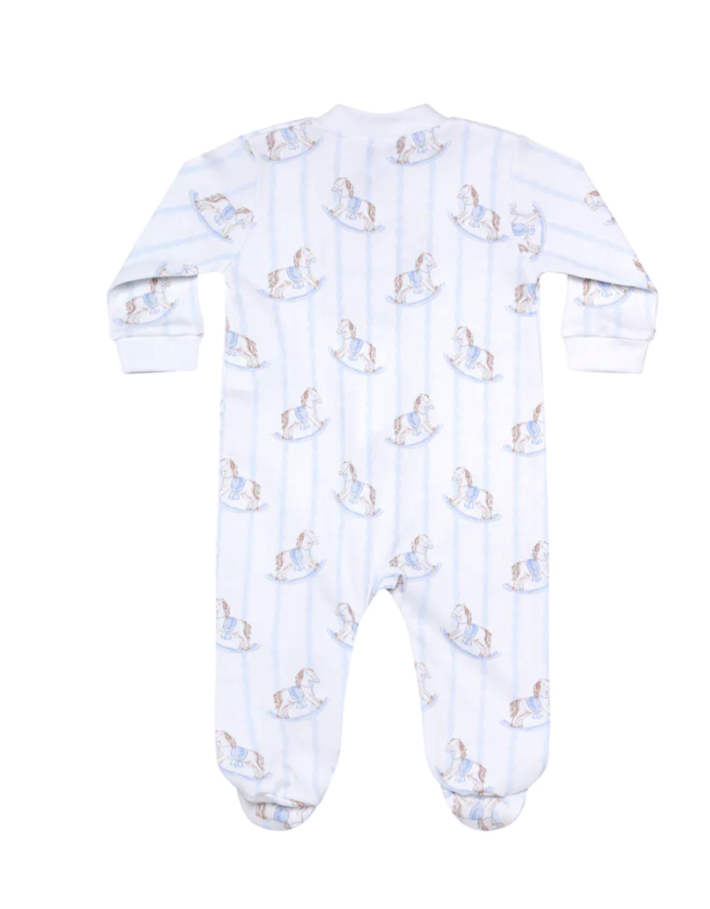 Nellapima Nellapima Blue Rocking Horse Zipper Footie