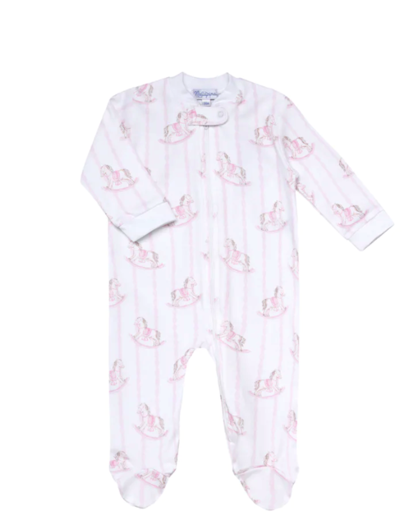 Nellapima Nellapima Pink Rocking Horse Zipper Footie