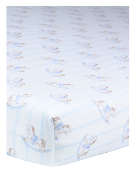 Nellapima Nellapima Blue Rocking Horse Crib Sheet