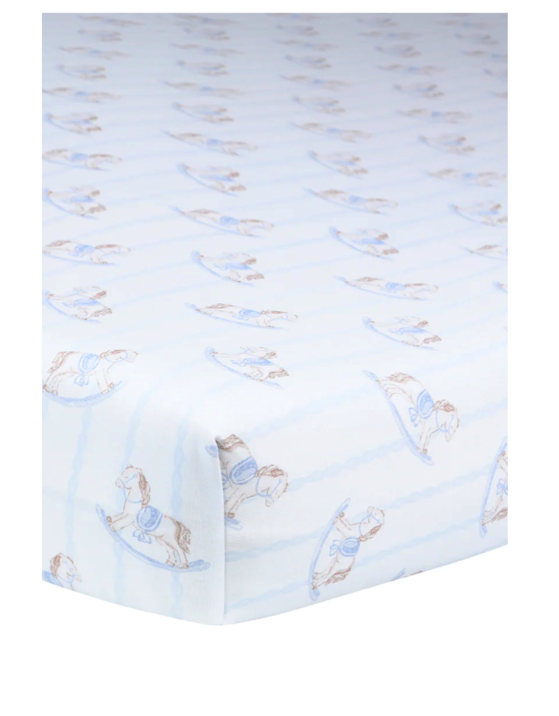 Nellapima Nellapima Blue Rocking Horse Crib Sheet