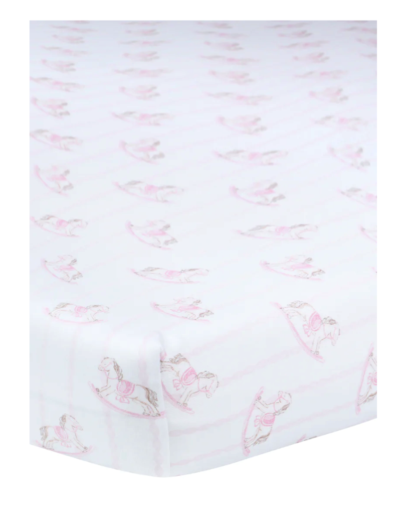 Nellapima Nellapima Pink Rocking Horse Crib Sheet