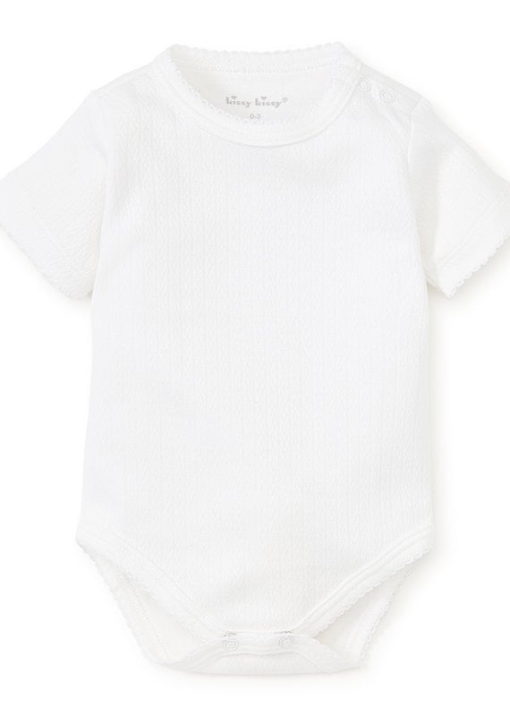 Kissy Kissy Kissy Kissy Pointelle Short Sleeve Body-  White