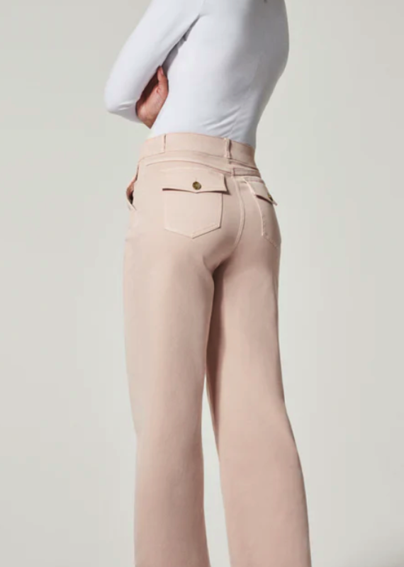 Spanx Stretch Twill Cropped Wide Leg Pant Pale Pink