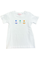 Peggy Green PG Embroidered Tee  - White Pima w/3 embroidered party hats