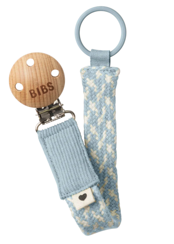 Pacifier Clip Baby Blue/Ivory