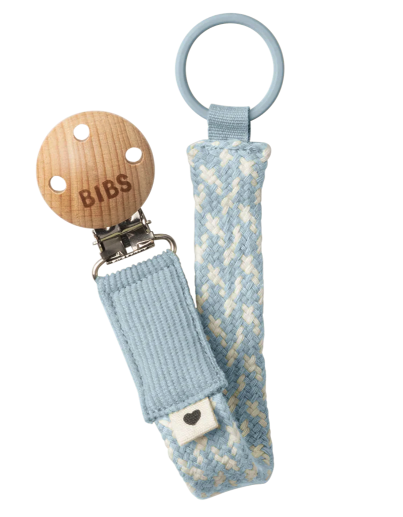 BIBS Pacifier Clip Baby Blue/Ivory