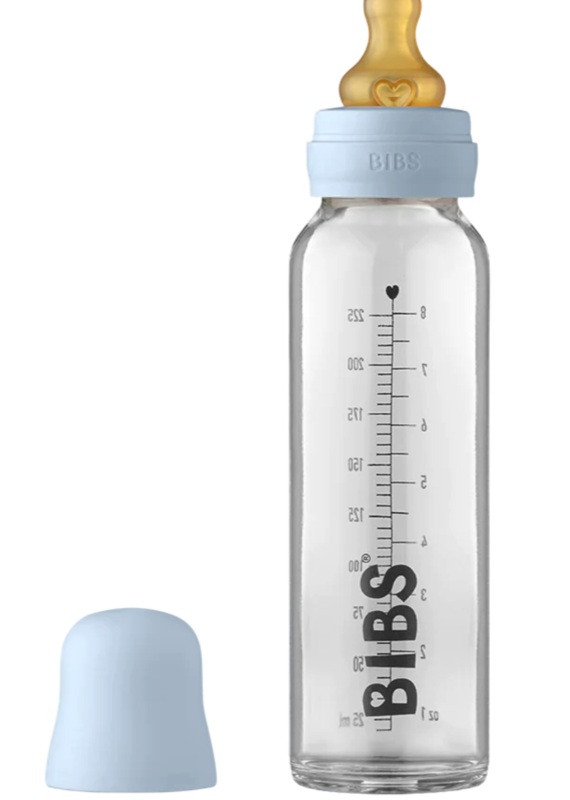 Baby Glass Bottle Complete Set 225ml Baby Blue