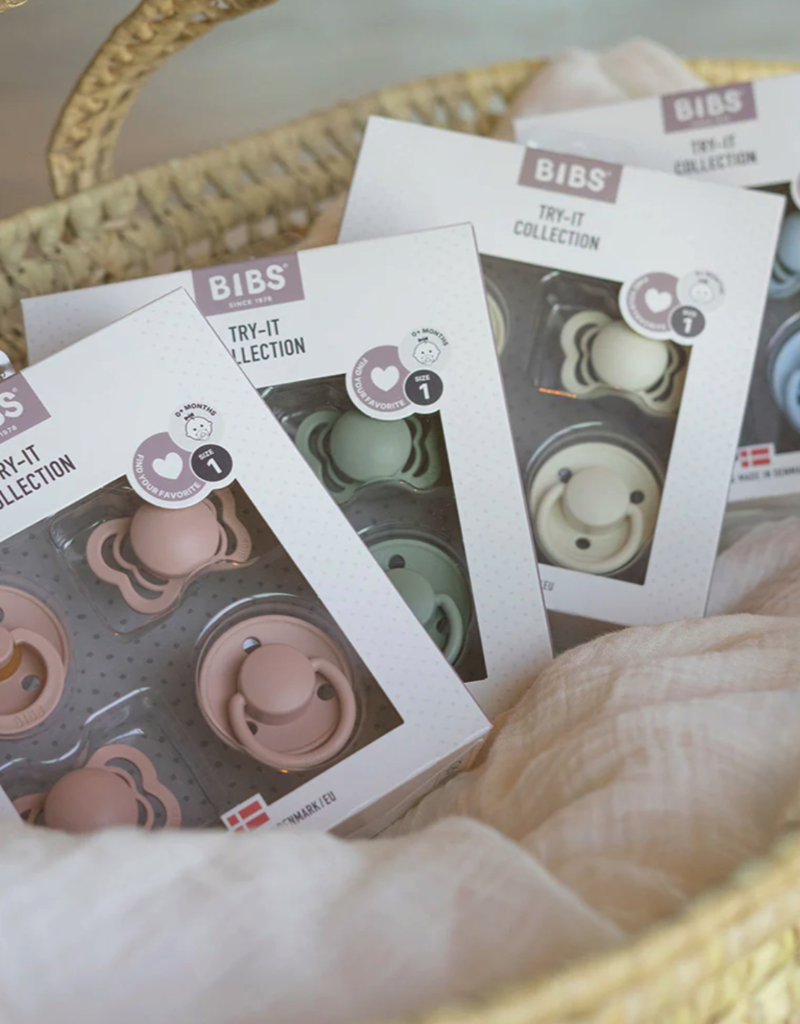 BIBS Pacifiers Try It Collection 4 Pack Ivory -Size 1
