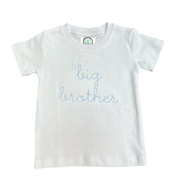 Boys Short Sleeve Shirt-Hand Lettered Font In Blue "Big Brother"