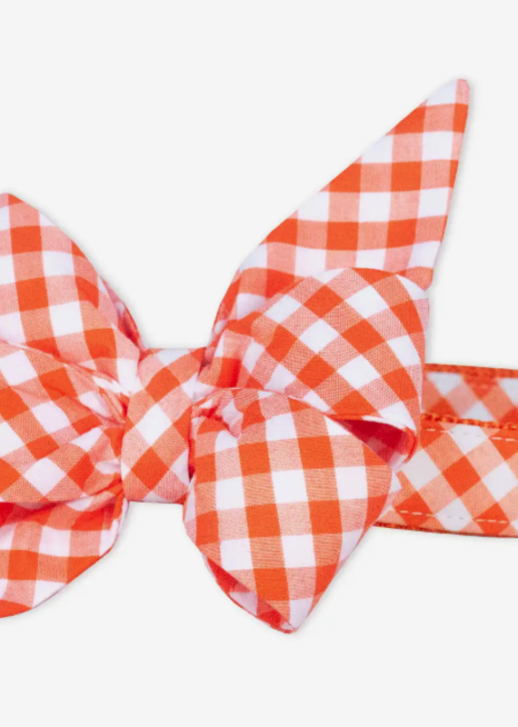 Orange Picnic Plaid Belle Bow Dog Collar