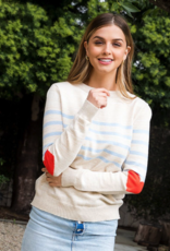 Heart Elbow Patch Stripe Sweater