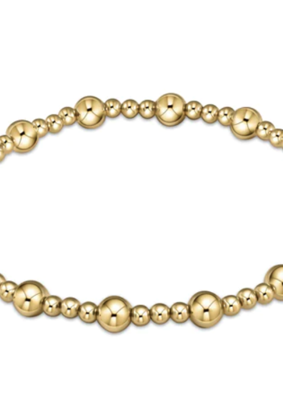 E Newton EN Classic Sincerity Pattern 5mm Bead Bracelet Gold