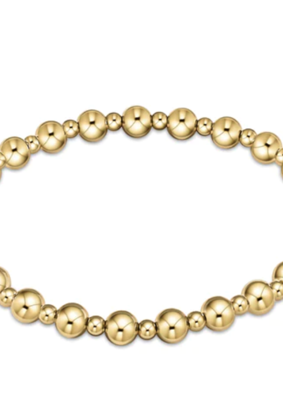 E Newton EN Classic Grateful Pattern 5mm Bead Bracelet Gold