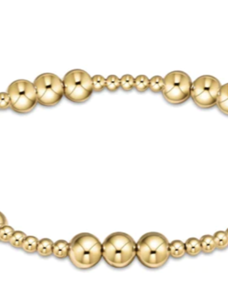 E Newton EN Classic Joy Pattern 5mm Bead Bracelet -Gold