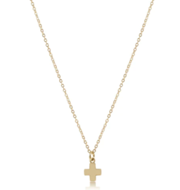 E Newton EN 16" Necklace Gold- Signature Cross Small Gold Charm