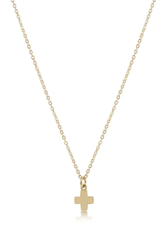 E Newton EN 16" Necklace Gold- Signature Cross Small Gold Charm