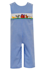 Petit Bebe Petit Bebe Farm Boy's Jon Jon Lt Blue Check