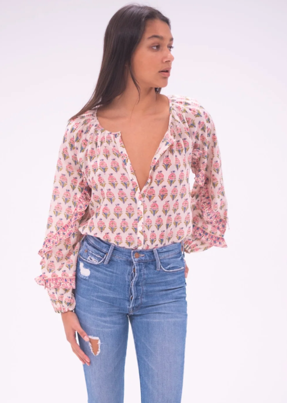 Bell by Alicia Bell Bell Callie Blouse in Pink Turquoise Flower