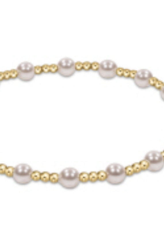 E Newton E Newton Classic Sincerity Pattern 4mm Bead Bracelet- Pearl