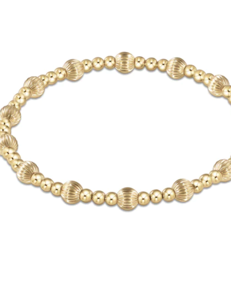 E Newton E Newton Dignity Sincerity Pattern 5mm Bead Bracelet- Gold