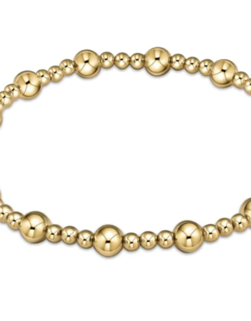 E Newton EN Classic Sincerity Pattern 5mm Bead Bracelet Gold