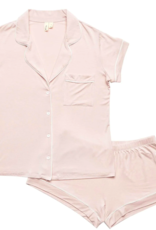 Kyte Baby Kyte Women's Short Sleeve PJ Set in Blush w/ Cloud Trim