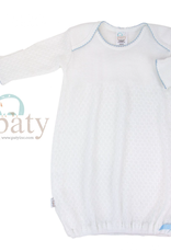 Paty Paty Long-Sleeve Lap Shoulder Daygown White/Blue