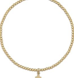 E Newton E Newton E Girl classic gold 2mm bead bracelet - signature cross small gold charm