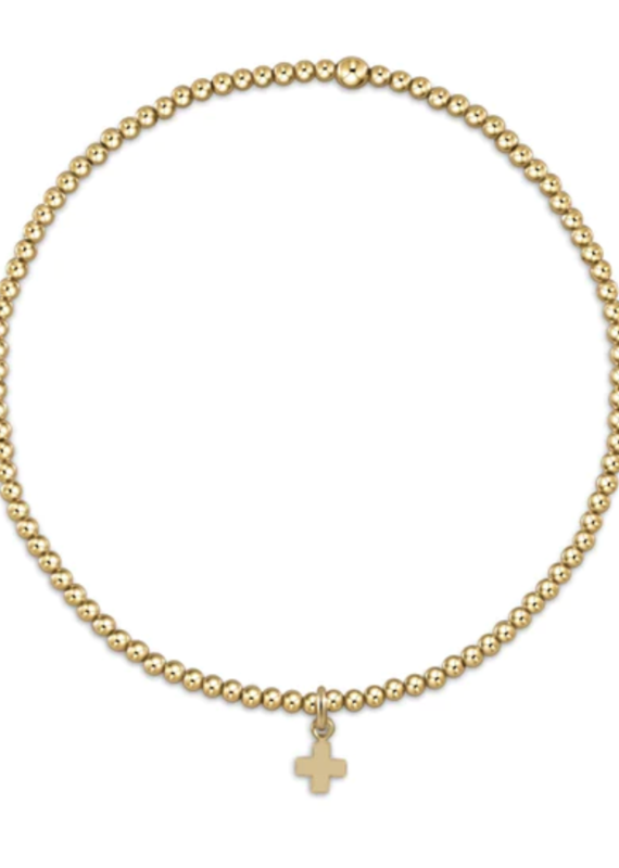 E Newton E Newton E Girl classic gold 2mm bead bracelet - signature cross small gold charm