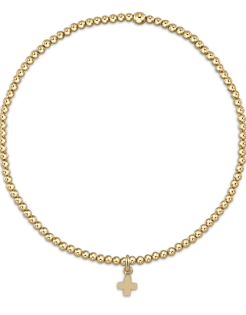 E Newton E Newton  EGirl classic gold 2mm bead bracelet - signature cross small gold charm
