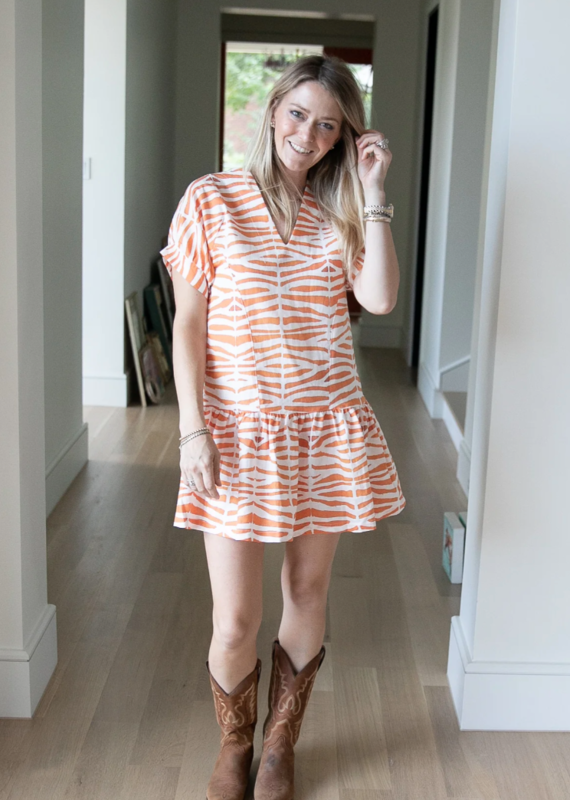 Lucy Dress in Orange Zebra