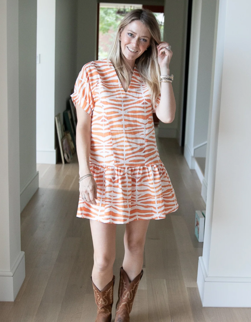 Lucy Dress in Orange Zebra