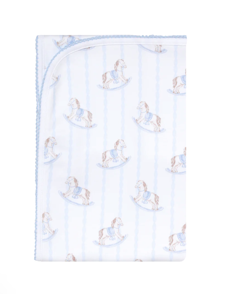 Nellapima Blue Rocking Horse Baby Blanket