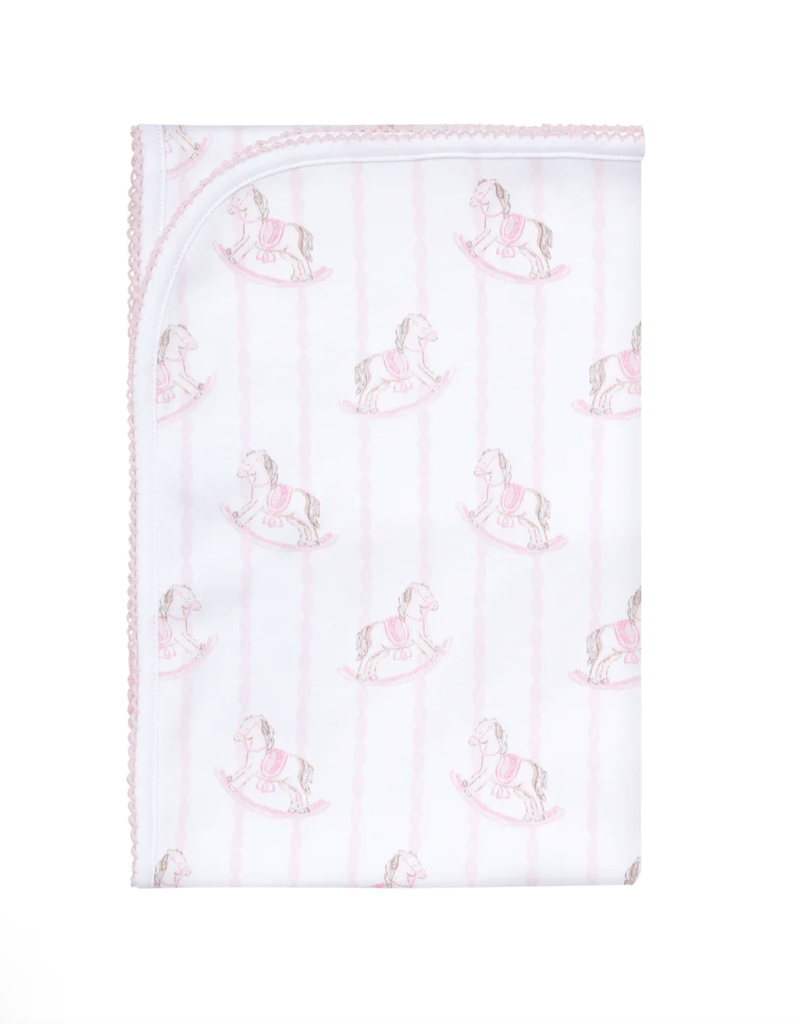 Nellapima Pink Rocking Horse Baby Blanket